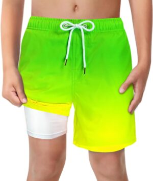 LUCOWEE Boys Swim Trunks with Compression Liner Comfortable Anti-Chafe Swimming Shorts Stretchy UPF Quick Dry Size 3T-20