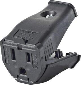 Leviton 3W102-E 2-Pole 3-Wire Grounding Cord Outlet, Black
