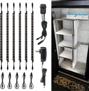 TORCHSTAR LED Safe Lighting Kit, (6) 12 Inch Linkable Light Bars + Motion Sensor + UL Power Adapter, 900LM, Input 100-240V, for Under Cabinet Gun Safe Locker Closet Showcase, 5000K Daylight