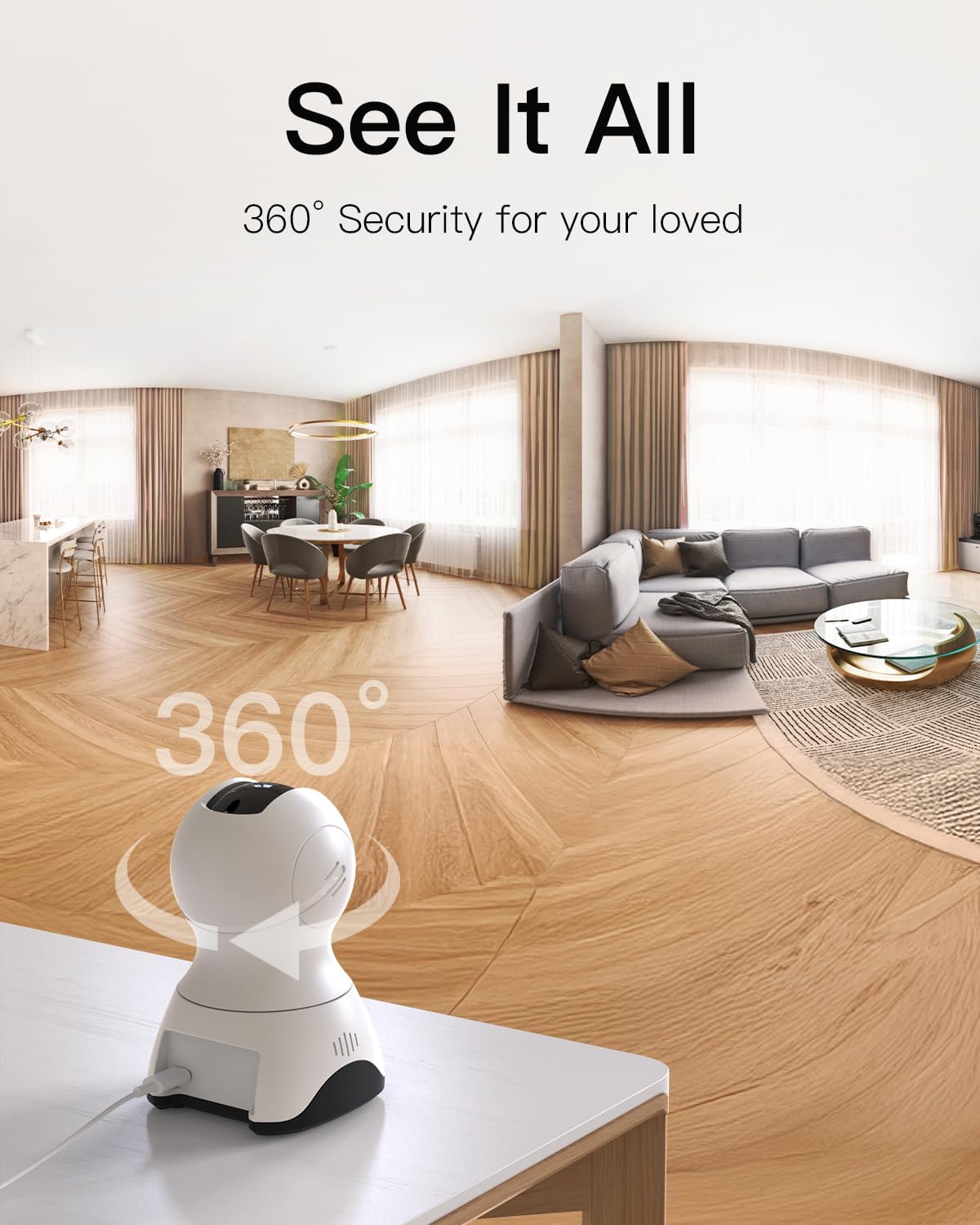 VIMTAG Pet Camera 2.5K 4MP Indoor Security Home Camera 2.4/5Ghz WiFi 360° Pan/Tilt Dog Cat Baby Monitor Phone App Night Vision Motion Alerts Cloud/SD Card Storage(Up to 512GB) Work with Alexa, 1 Pack - Image 2