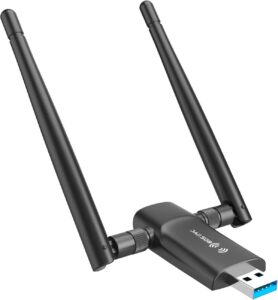 Wireless USB WiFi Adapter for PC – Nineplus 1300Mbps Dual 5Dbi Antennas 5G/2.4G WiFi Adapter for Desktop PC Laptop Windows11/10/8/7/Vista/XP, Wireless Adapter for Desktop Computer Network Adapters