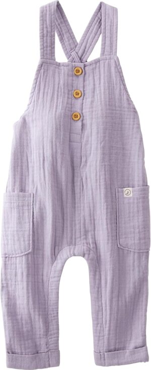 little planet by carter's unisex-baby Organic Cotton Gauze Overall Jumpsuit, Lilac, 12 Months