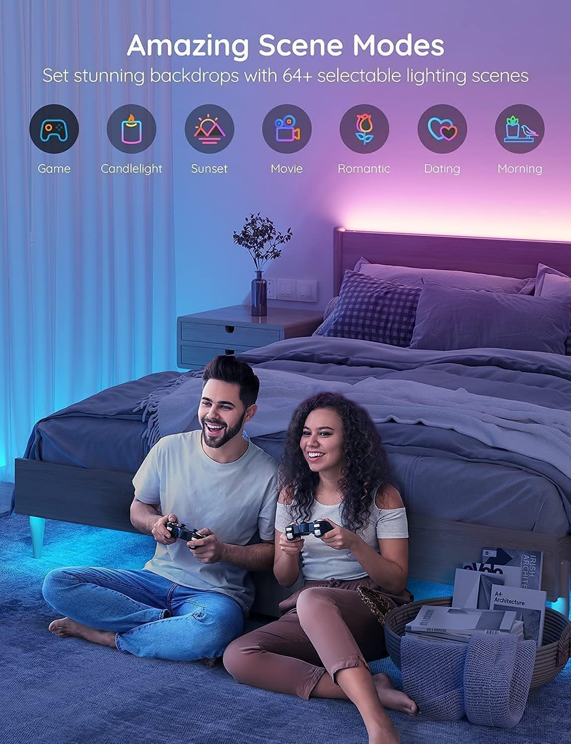 Govee Smart LED Strip Lights for Bedroom, 32.8ft WiFi LED Light Strip Work with Alexa Google Assistant, 16 Million Colors with App Control and Music Sync Lights for Home Decor, 2 Rolls of 16.4ft - Image 8