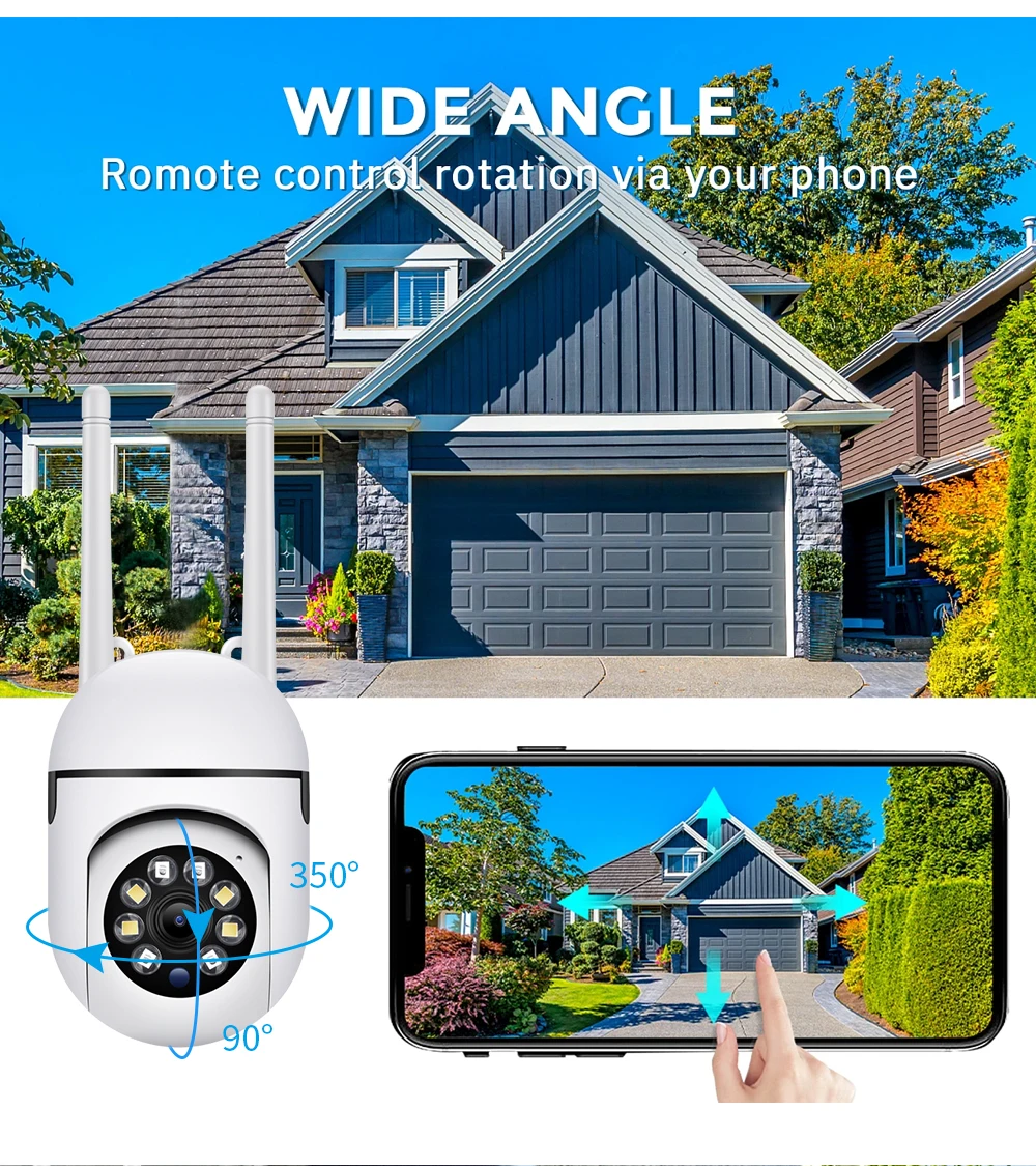 2MP WiFi Camera 2.4G Security Surveillance PTZ IR Night Vision Motion Detection Home Security Camera with 2 Antennas for Child