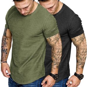 COOFANDY Men Muscle Workout T Shirt Gym Bodybuilding Active Short Sleeve Tee Top Black