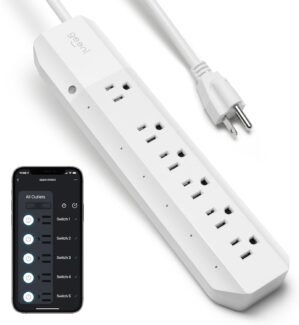 Geeni Smart Surge Protector 6-Outlet Power Strip – Wi-Fi Enabled with Voice Control (Alexa, Google Assistant), Energy Monitoring, Surge Protection, 3ft Extension Cord, Remote Access