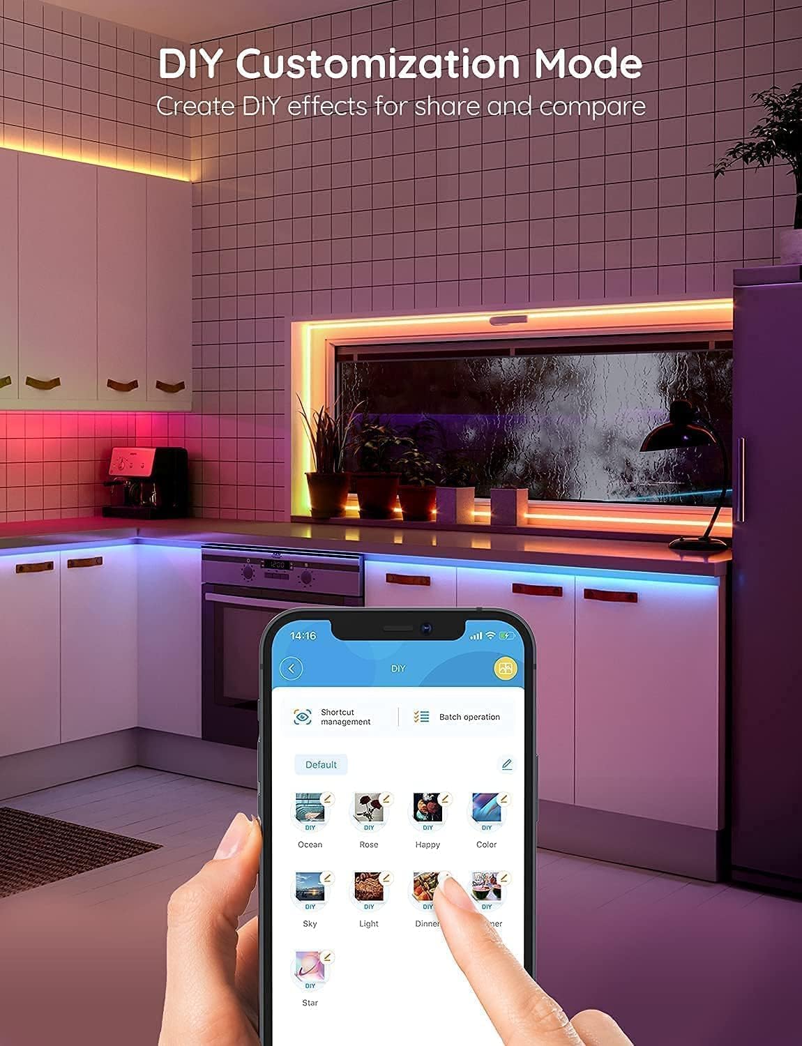 Govee Smart LED Strip Lights for Bedroom, 32.8ft WiFi LED Light Strip Work with Alexa Google Assistant, 16 Million Colors with App Control and Music Sync Lights for Home Decor, 2 Rolls of 16.4ft - Image 2