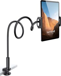 Lamicall Gooseneck Tablet Mount Holder for Bed – Flexible Tablet Arm Clamp for Bed Compatible with Pad Mini 7.9, Air 9.7, Pro 10.5, Kindle, Switch, Galaxy Tabs, More 4.7-11″ Device – Black