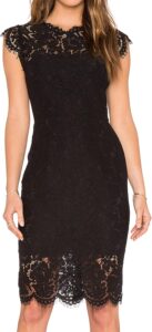 MEROKEETY Women’s Sleeveless Lace Floral Elegant Cocktail Dress Crew Neck Knee Length for Party