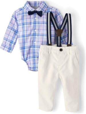 The Children's Place baby-boys And Newborn Button Down Shirt and Pants, 2 Piece Outfit