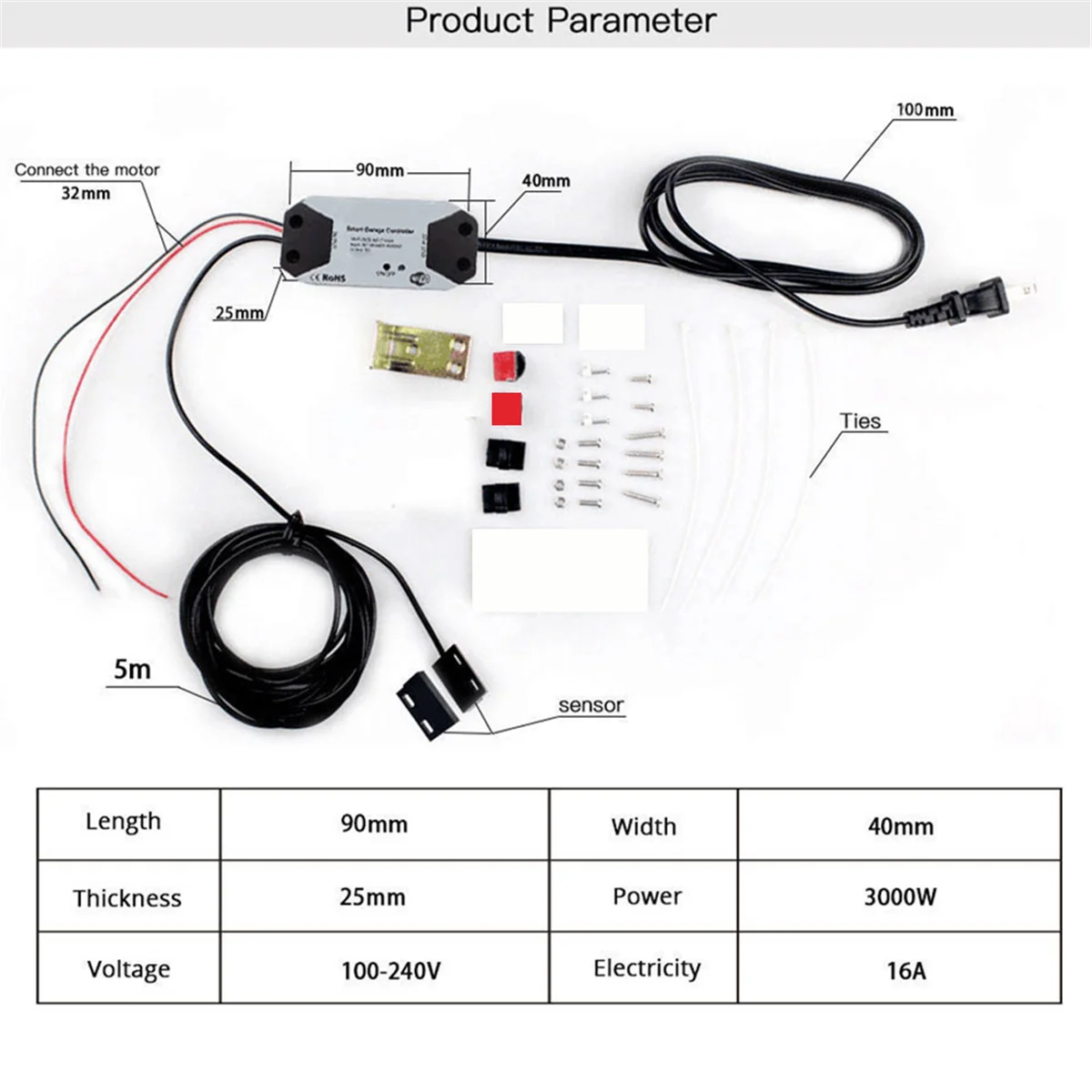 ABJG-Tuya WIFI Smart Garage Door Opener Controller APP Voice Control Intelligent Switch Support Family