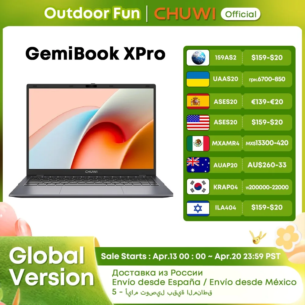 CHUWI GemiBook XPro Intel N100 Laptop 8GB RAM 256GB SSD 14.1-inch UHD Screen Intel N100 Processors Windows 11 Notebook PC