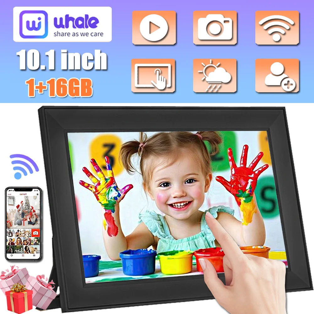Digital Picture Frame10.1 Inch 16G WiFi Photo Frame 1280x800 Touch-screen Auto Rotation Photo Sharing Via Uhale APP Xmas Gifts
