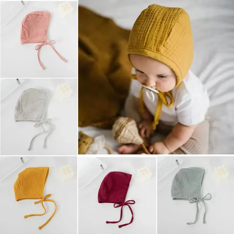 Newborn Cap Child Lacing Babies Knitted Cotton Solid Color cute Hat Mother and Kids Supplies Baby Hats & Caps for 0-24 Months