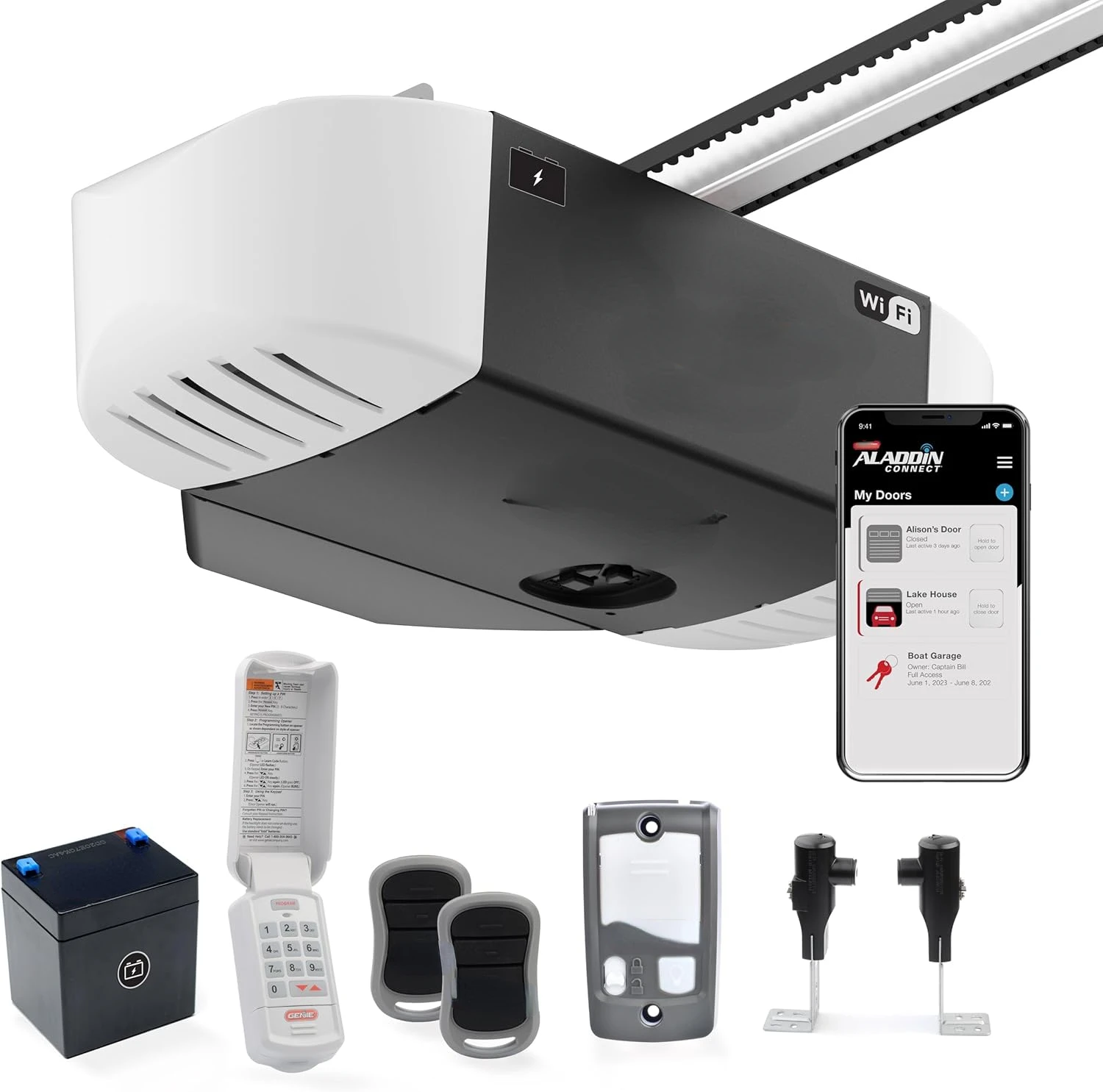 Smart Garage Door Opener StealthDrive Connect - Ultra Quiet opener, WiFi, Battery Backup - Works with Alexa & Google Home