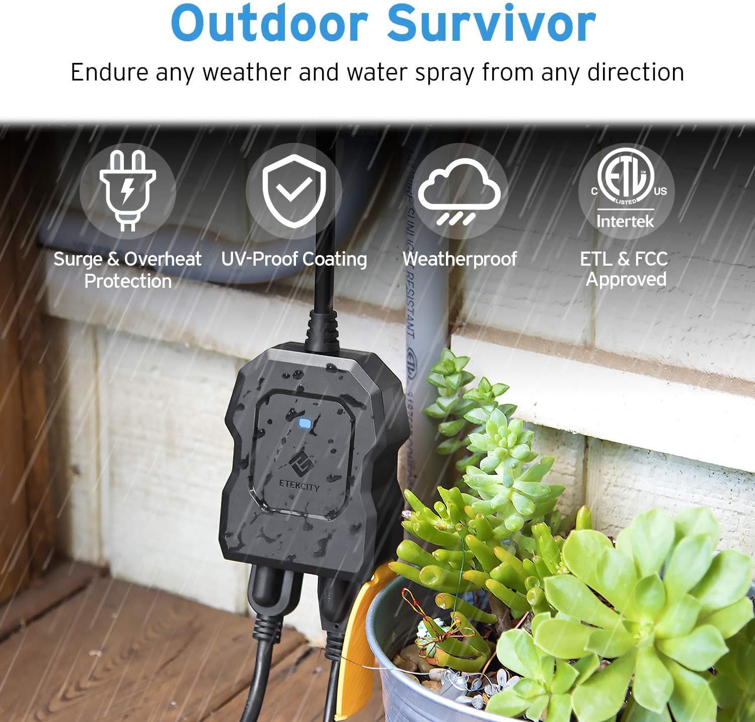 Etekcity Outdoor Smart Plug, Home WiFi Outlet with 2 Sockets for Lights, Timer Function & Energy Monitoring, Works with Alexa & Google Home, Wireless Remote Control, ETL Listed, 1PACK - Image 5