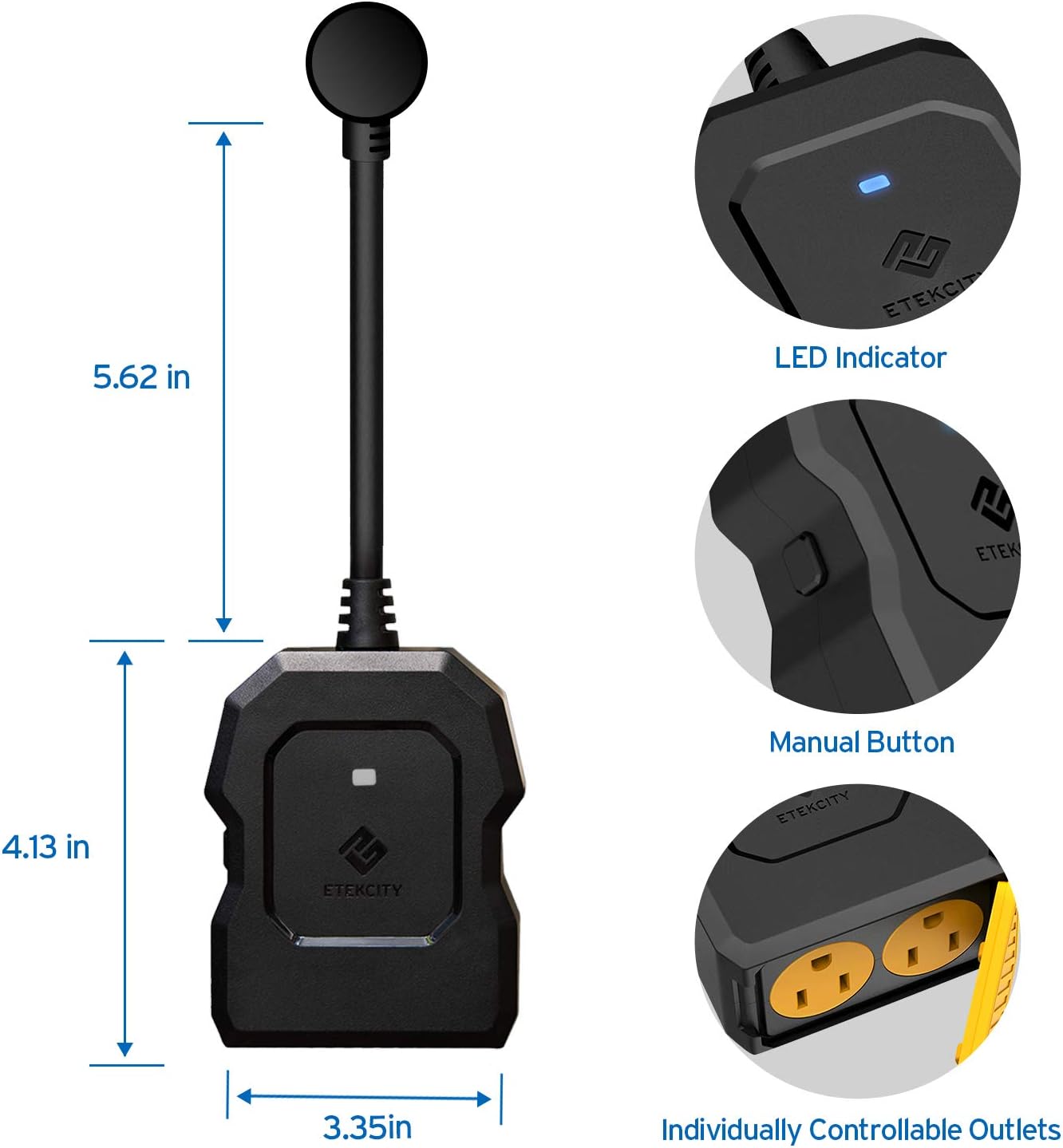 Etekcity Outdoor Smart Plug, Home WiFi Outlet with 2 Sockets for Lights, Timer Function & Energy Monitoring, Works with Alexa & Google Home, Wireless Remote Control, ETL Listed, 1PACK - Image 8