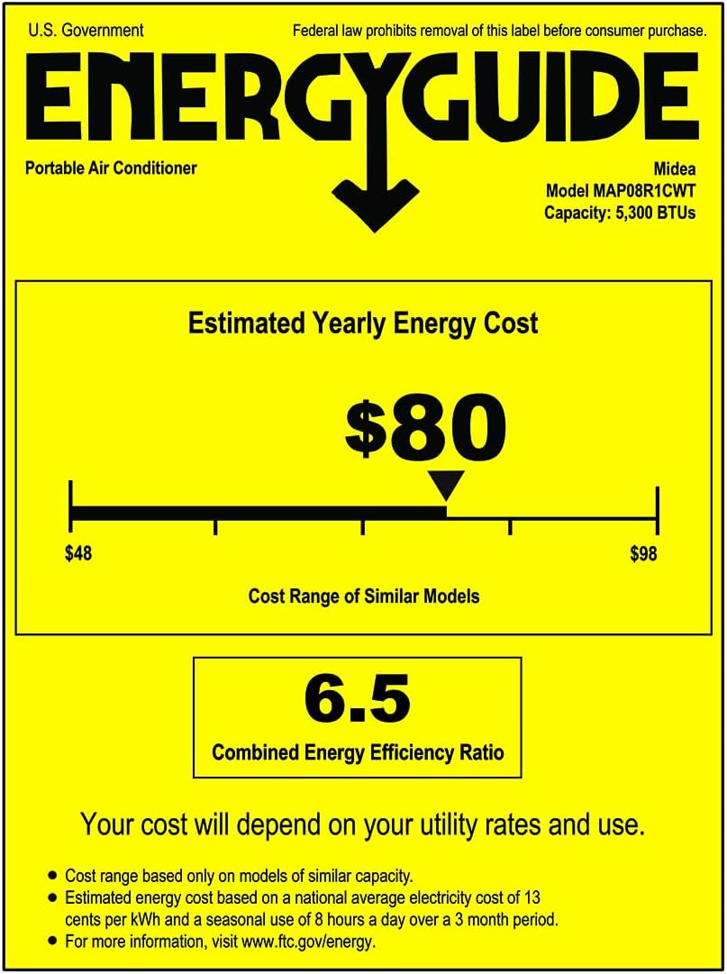 Midea 8,000 BTU ASHRAE (5,300 BTU SACC) Portable Air Conditioner, Cools up to 175 Sq. Ft., with Dehumidifier & Fan mode, Easy- to-use Remote Control & Window Installation Kit Included - Image 9