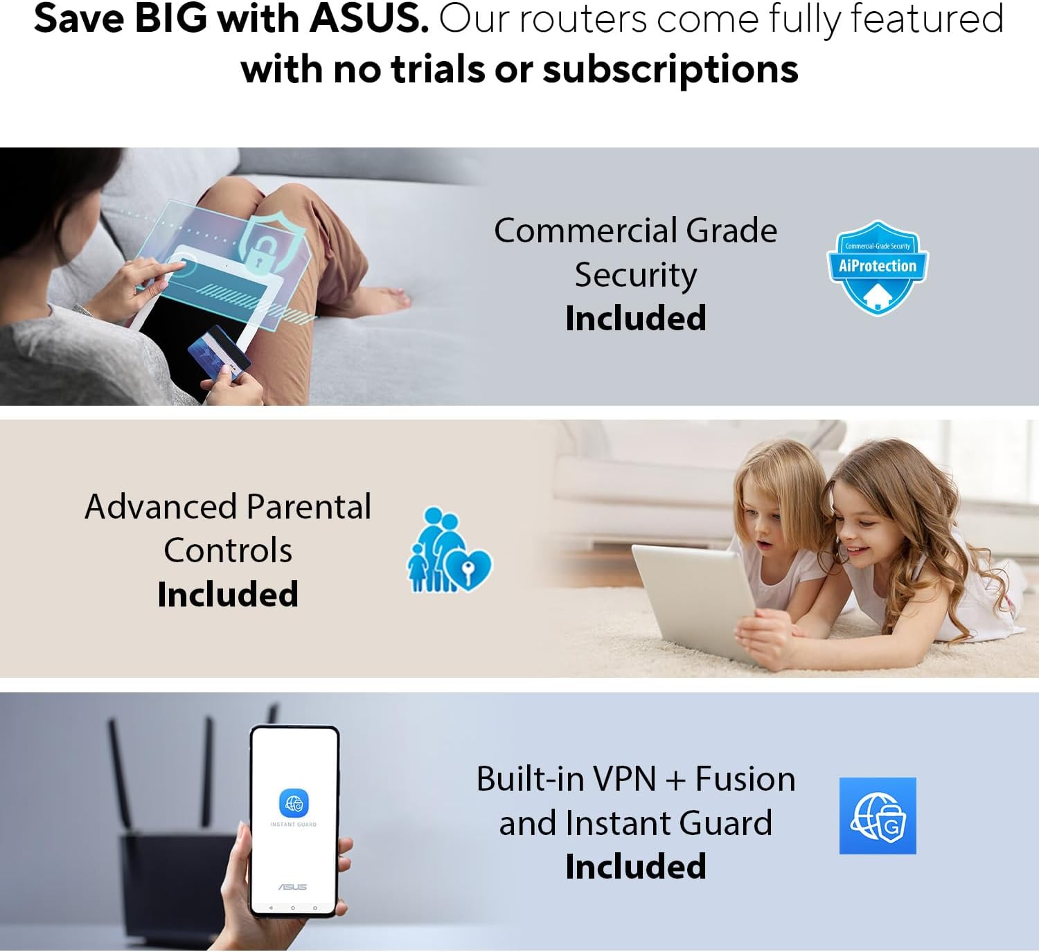 ASUS ZenWiFi AX6600 Tri-Band Mesh WiFi 6 System (XT8 1PK) - Whole Home Coverage up to 2750 sq.ft & 4+ rooms, AiMesh, Included Lifetime Internet Security, Easy Setup, 3 SSID, Parental Control, Charcoal - Image 4