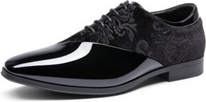 Bruno Marc Men's Dress Tuxedo Shoes Classic Patent Velvet Lace-up Formal Caden Oxford