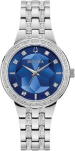 Bulova Ladies’ Crystal Phantom 3-Hand Quartz Watch, Faceted Mineral Glass Dial
