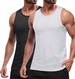COOFANDY Mens Tank Top UPF 50+ Quick Dry Sleeveless Shirts Summer Workout Muscle T Shirt Cool Swim Beach Top