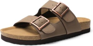 DREAM PAIRS Womens Slide Sandals Cork Footbed Open Toe Adjustable Flat Sandals Comfort Slip On Slippers for Summer