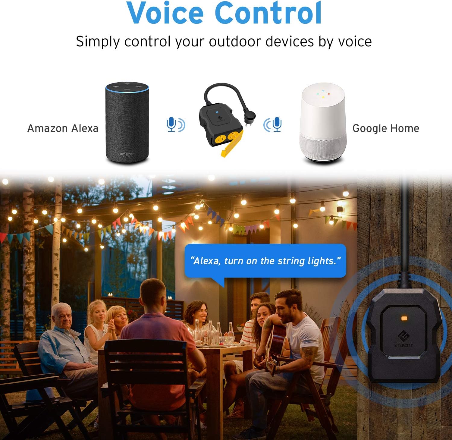 Etekcity Outdoor Smart Plug, Home WiFi Outlet with 2 Sockets for Lights, Timer Function & Energy Monitoring, Works with Alexa & Google Home, Wireless Remote Control, ETL Listed, 1PACK - Image 2