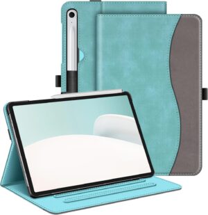 Fintie Case for Samsung Galaxy Tab S10 FE/ S9 FE 5G 10.9 Inch/Tab S9 11 Inch, Multi-Angle Viewing Protective Cover with Pocket, Auto Sleep/Wake, Turquoise