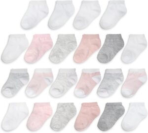 Fruit of the Loom Baby 22-Pack Grow & Fit Flex Zones Low Cut Stretch Socks – Unisex, Girls, Boys