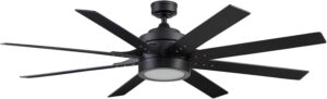 Honeywell Ceiling Fans Xerxes Modern 62 Inch Ceiling Fan with Light, Remote Control Fan, LED Indoor Fan with 8 Blades, Matte Black and Ash Blade Finish Options, Matte Black (51473-01)