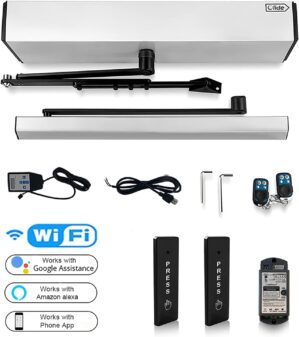 Olideauto Smart WiFi APP Control Automatic Door Opener,WiFi Built in Receiver Olide-510FW,Compatible for Alexa,Google Assistant Voice Control Auto Door with Wireless Push Panels