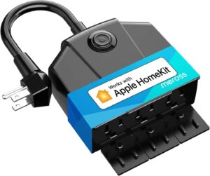 Outdoor Smart Plug, meross Outdoor Wi-Fi Outlet with 3 Independent Sockets Compatible with Apple Homekit, Alexa and SmartThings, Voice & Remote Control, Timer, 2.4 GHz only,Black