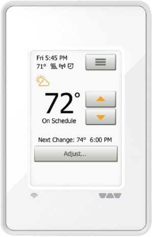 Schluter Ditra-Heat-E-WiFi Thermostat with Floor Sensor - Ideal for Home Floor Heating - Programmable Touchscreen, Energy Monitoring, App-Controlled, Smart Home Integration - DHERT104/BW