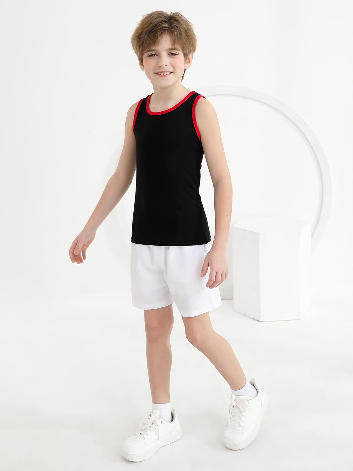 Poroka 5 Pack Boys' Tank Undershirt Sleeveless Tank Tops Assorted Colors Round Neck Cotton Tank Tops - Image 6