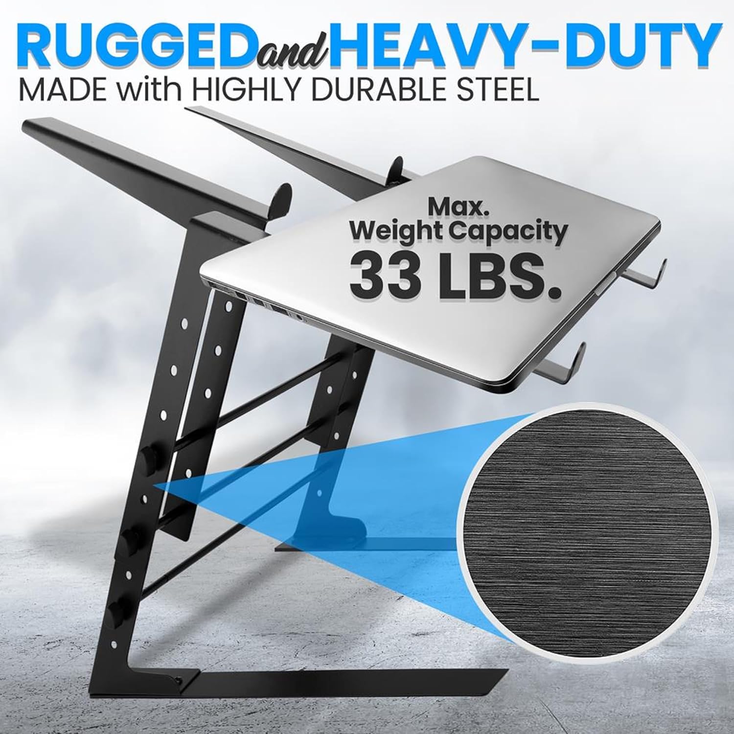 Pyle Portable Dual Laptop Stand - Standing Table with Adjustable Height, Ergonomic Design & Anti-Slip Prongs for DJ Mixer, Sound Equipment, Workstation, Gaming & Home Use - PLPTS38, Black - Image 6