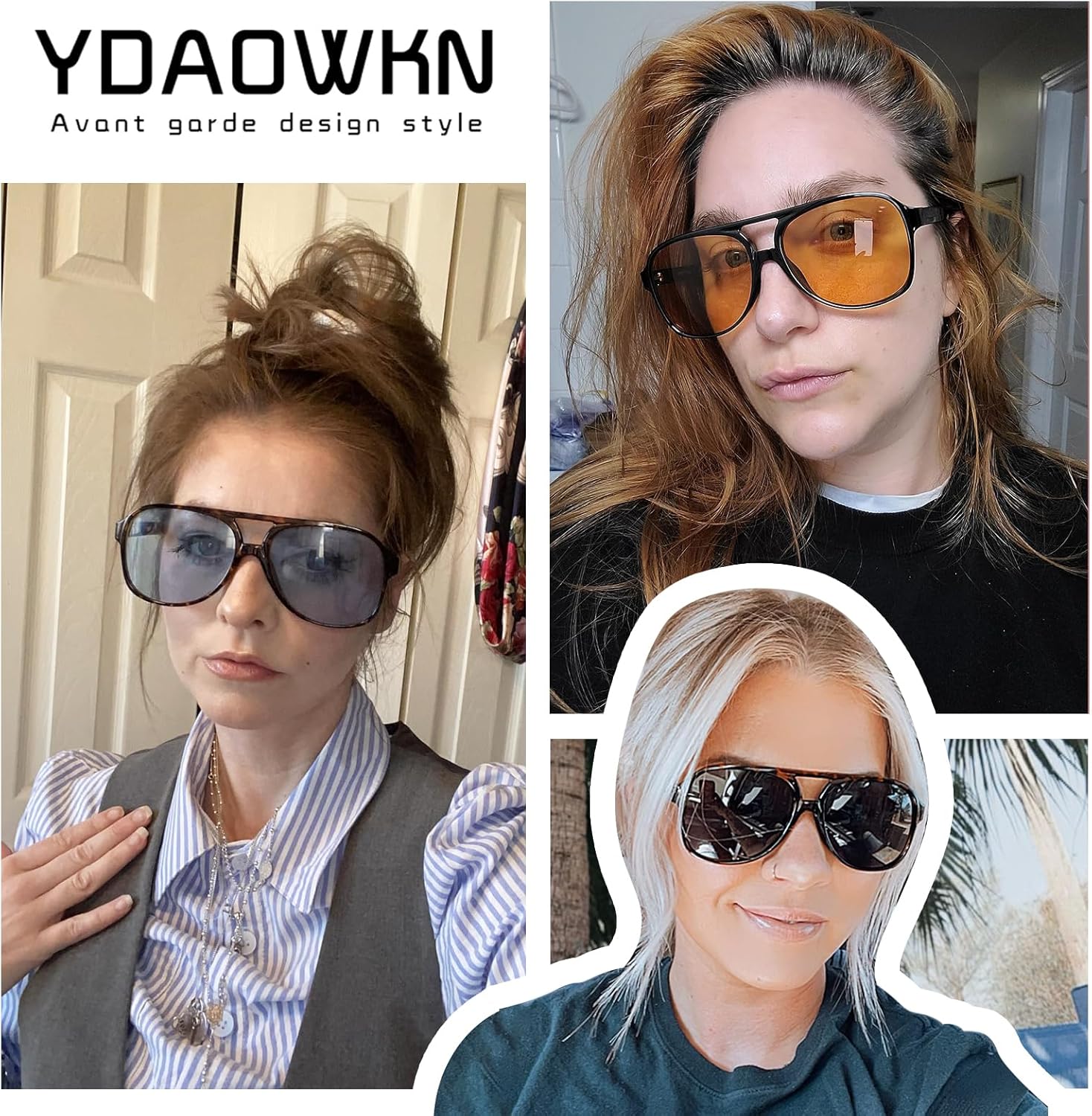 YDAOWKN Retro Aviator Sunglasses for Women Mens Large Frame Classic Vintage 70s Sun Glasses Aviators - Image 3