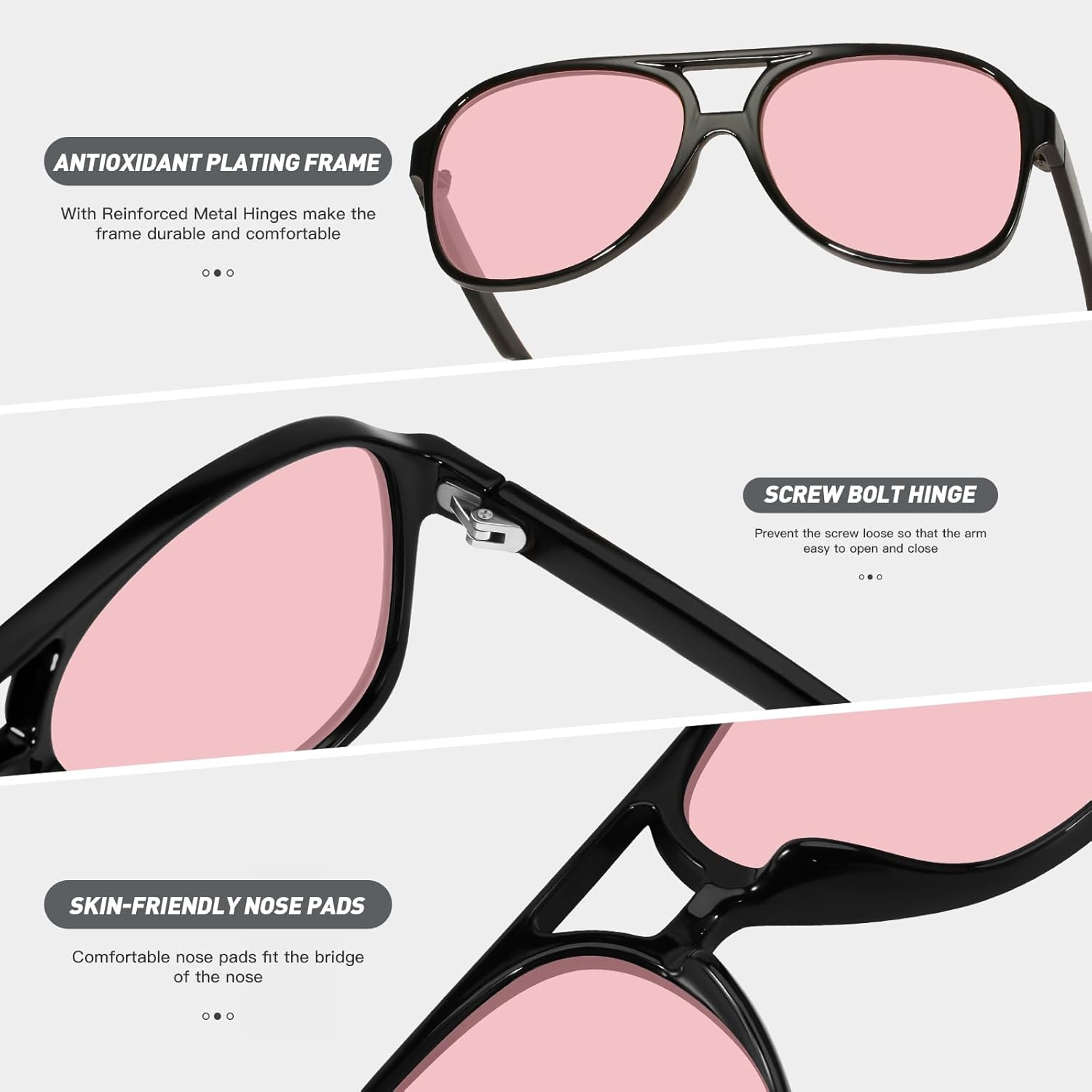 YDAOWKN Retro Aviator Sunglasses for Women Mens Large Frame Classic Vintage 70s Sun Glasses Aviators - Image 6