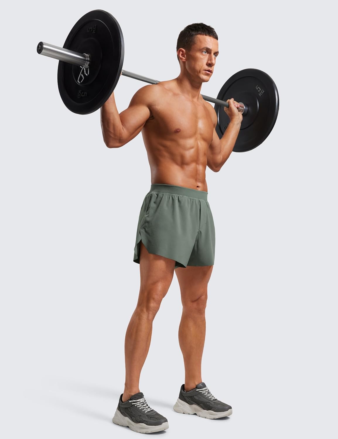 CRZ YOGA Mens Side Split Running Shorts 4'' - Quick Dry for Athletic Gym Workout with Zip Pocket and Brief Liner - Image 3