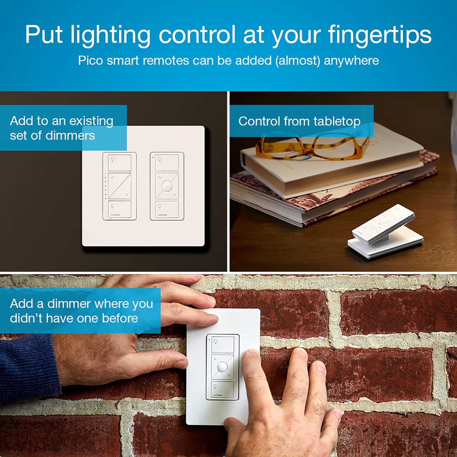 Lutron Caseta Original Smart Dimmer Switch Kit w/ Hub, with Pico Remote, Wallmount Bracket, & Smart Hub, Works with Alexa, Apple Home, Google Home, 3 Way, 150W, No Neutral Req, P-BDG-PKG1W-A - Image 6