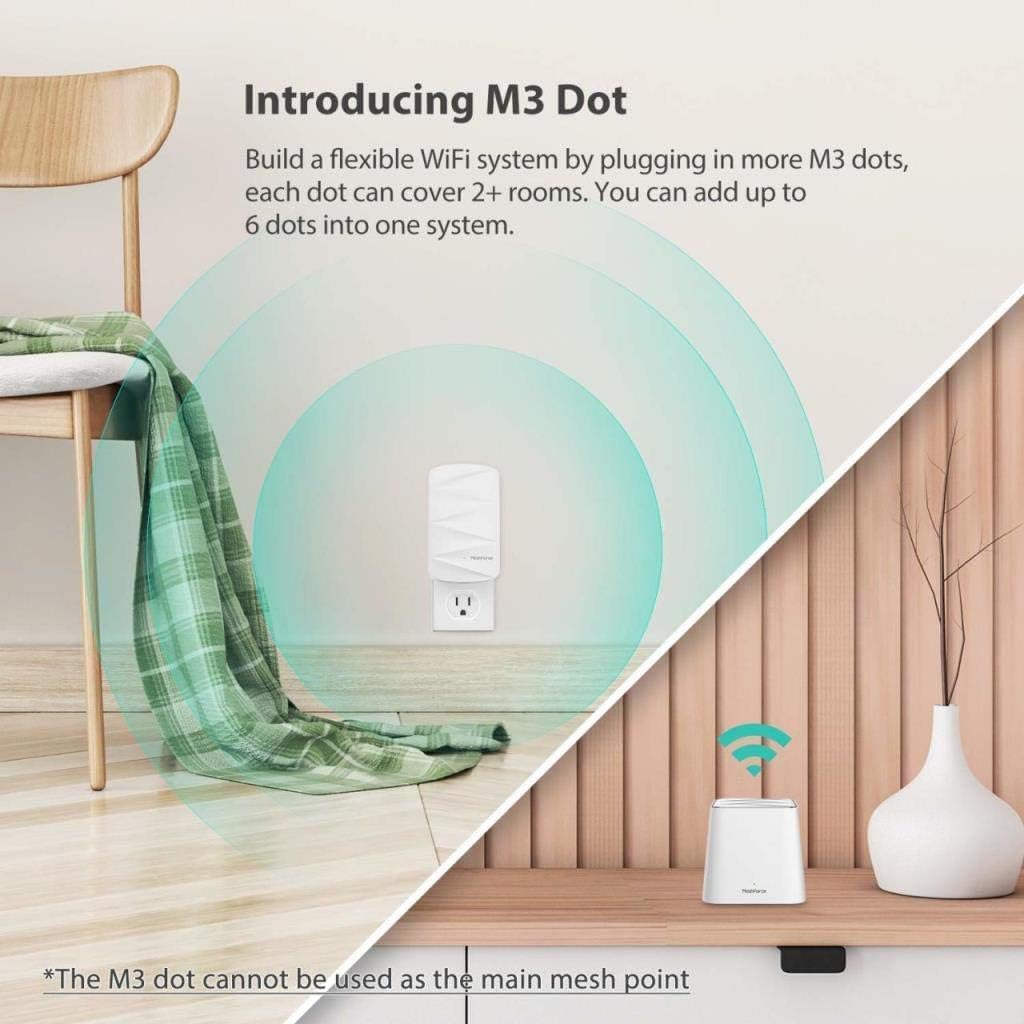 MeshForce M3 Dot Wall Plug WiFi Extender, Works with MeshForce M1 and M3 Whole Home Mesh WiFi System – Use with only MeshForce WiFi System - Image 3
