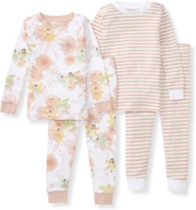 Burt’s Bees Baby Girls’ 2-Piece Long Sleeve Tee and Pants Organic Cotton Pajama Set