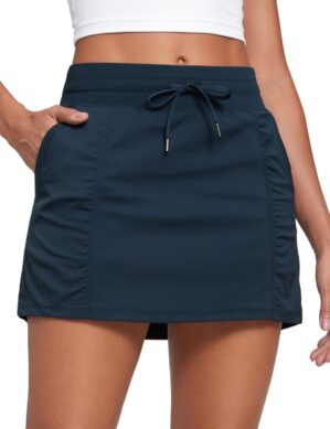 CRZ YOGA Lightweight High Waisted Skirts for Women Golf Casual Athletic Drawstring Skort with Side Pockets