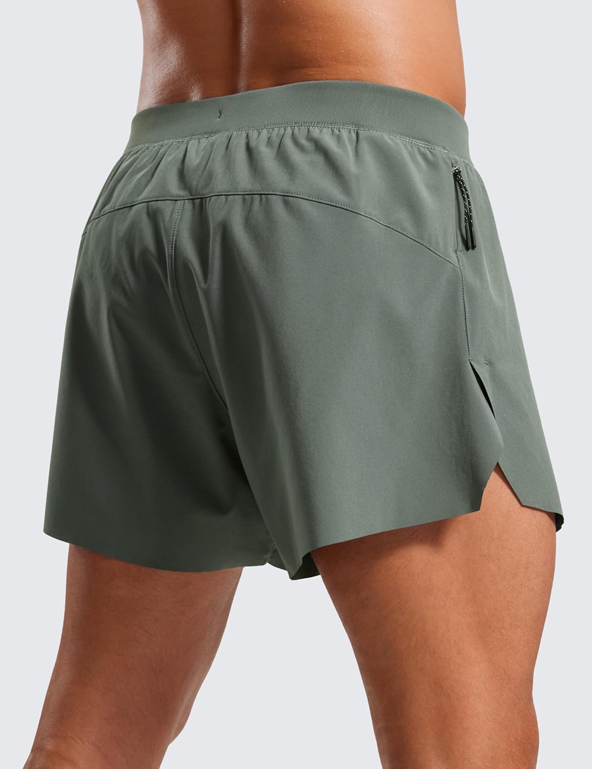 CRZ YOGA Mens Side Split Running Shorts 4'' - Quick Dry for Athletic Gym Workout with Zip Pocket and Brief Liner - Image 2