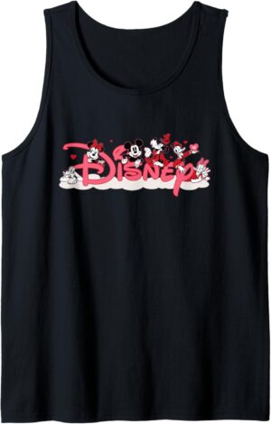 Disney Mickey and Friends Valentine’s Day Pink Disney Logo Tank Top