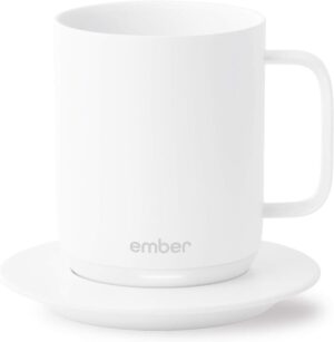 Ember Temperature Control Smart Mug, 10 Ounce, 1-hr Battery Life, White - App Controlled Heated Coffee Mug