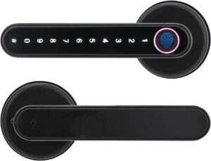 Fingerprint Smart Lock, Touchscreen Room Door Lock, Phone App Digital Lever Lock, Bluetooth Door Knob, Keyless Entry Front Door Lock with Keypad, for Home & Hotel & Office & Interior Door