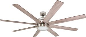 Honeywell Ceiling Fans Xerxes Modern 62 Inch Ceiling Fan with Light, Remote Control Fan, LED Indoor Fan with 8 Blades, French Oak and Gray Oak Blade Finish Options, Brushed Nickel (50608-01)