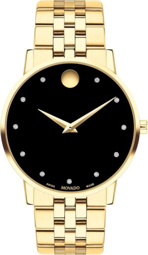 Movado Museum Classic Men's Watch - Swiss Quartz Movement, Stainless Steel Link Bracelet - 3 ATM Water Resistance - Classic, Luxury Fashion Timepiece for Him - 40mm