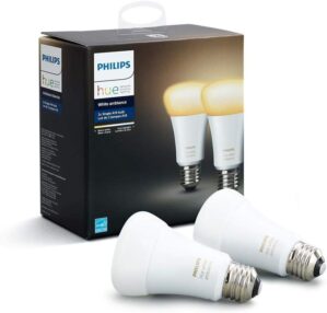 Philips Hue White Ambiance A19 2-Pack 60W Equivalent Dimmable LED Smart Bulbs (Hue Hub Required, Works with Alexa, Apple Homekit & more), Old Version, 2 Bulbs (453092)